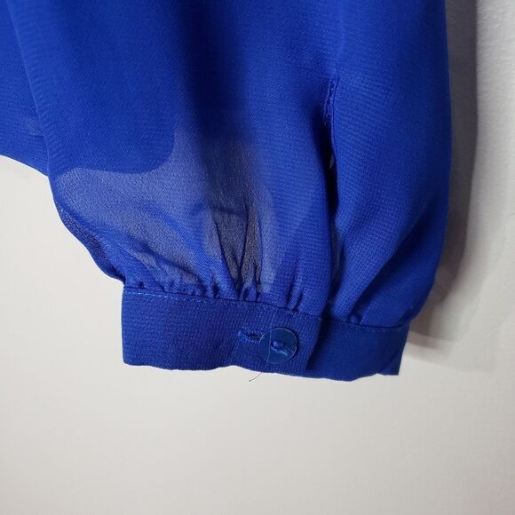 Yest Medium Long Sleeve Sheer Blue Top Blouse Jacket - Picture 5 of 10